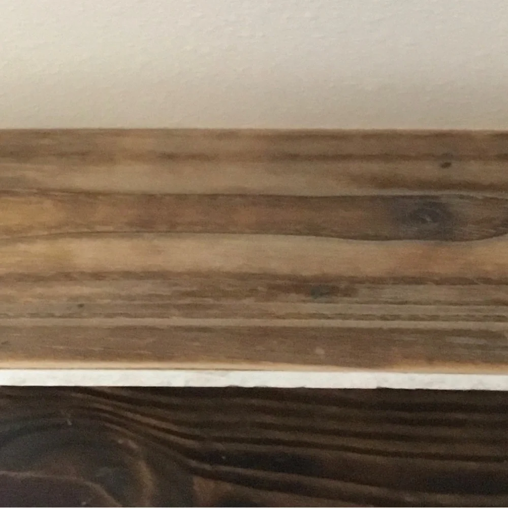 Wooden Wall Shelf with Hooks in White and Dark Brown